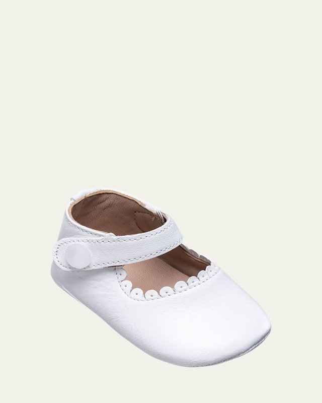 Girl's Scalloped Leather Mary Jane,